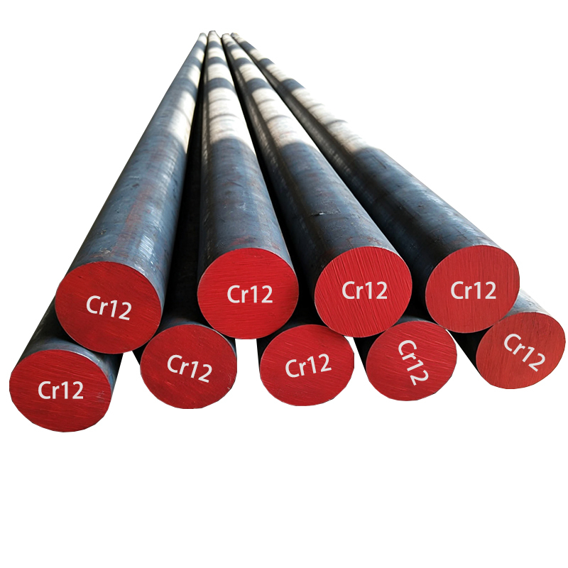 Cr12 hot-rolled permukaan hitam bar bulat tanda hujung merah